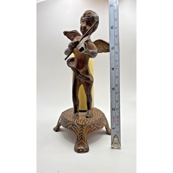 Vintage Cast Iron Cherub Angel Candle Holder - Picture 10 of 14